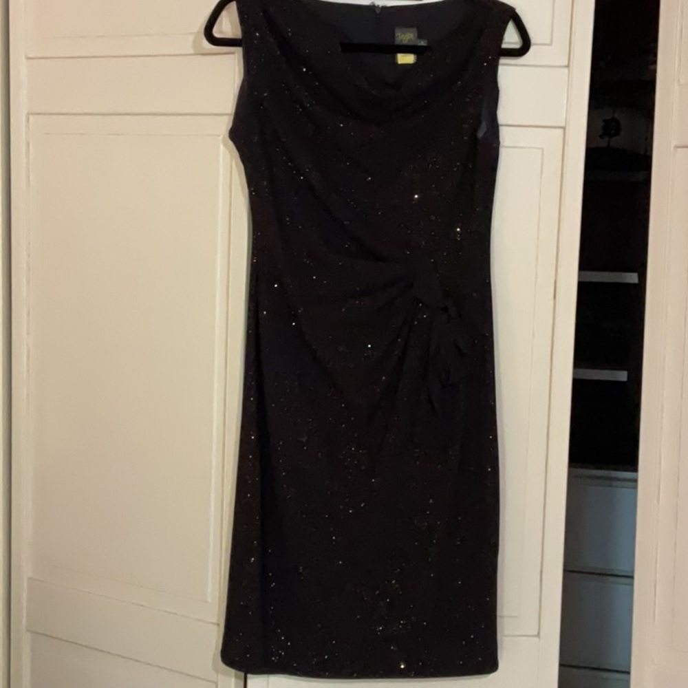 Taylor Black Sheath Midi Dress Cowl Neck Sleeveless